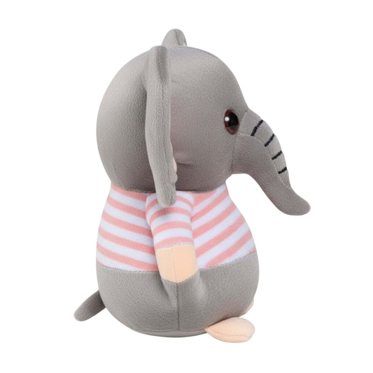 Grey Elephant Plush Animal Soft Toys in Striped Shirt for Kids | Soft Baby Stuffed Animal Soft Toy | BabyOuts