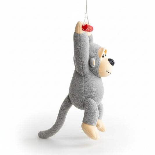 Hanging White Monkey Animal Soft Toys for Baby and Kids (40cm) | Soft Grey Stuffed Animal for Nursery Decor | BabyOuts