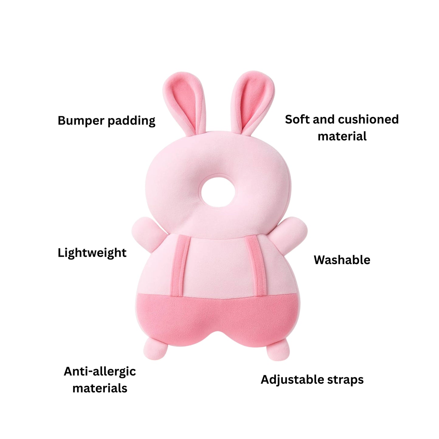 Adorable Pink Bunny Infant Head Protector For Baby | BabyOuts