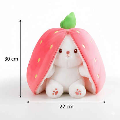 2-in-1 Strawberry Bunny Plush Animal Soft Toys for Baby and Kids (30cm) | BabyOuts
