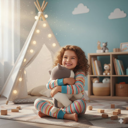 Adorable Chubby Light Brown and White Kitten Plush Animal Soft Toys for Baby and Kids (25 CM) | BabyOuts