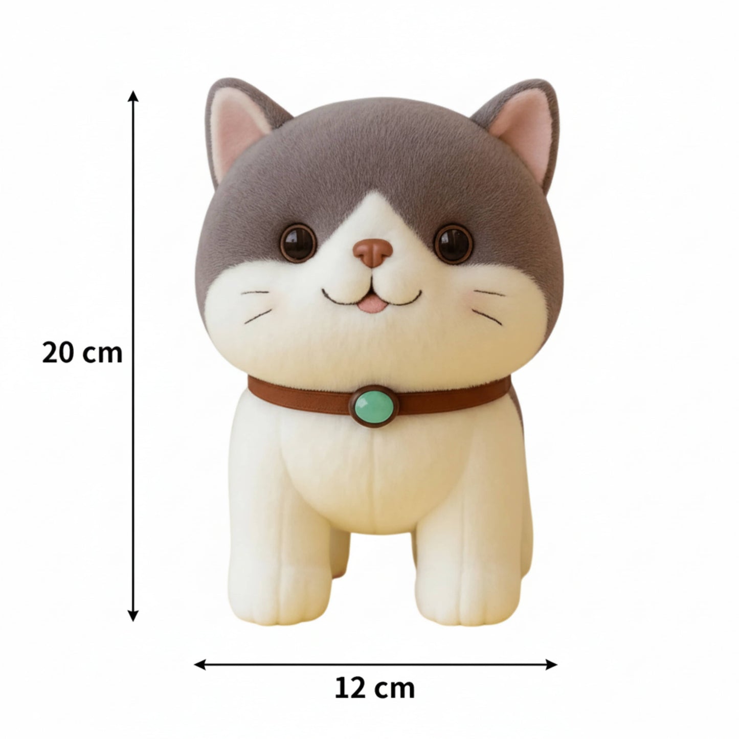 Adorable Chubby Light Brown and White Kitten Plush Animal Soft Toys for Baby and Kids (25 CM) | BabyOuts