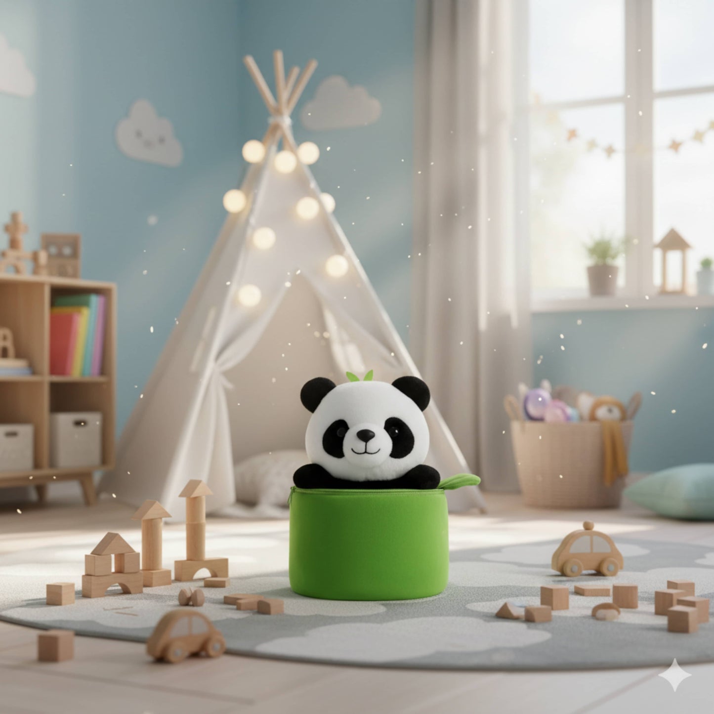 Adorable Panda in Bamboo Case Plush Animal Soft Toy for Babies and Kids (28cm) - 2-in-1 Soft Stuffed Animal & Storage Bag | BabyOuts
