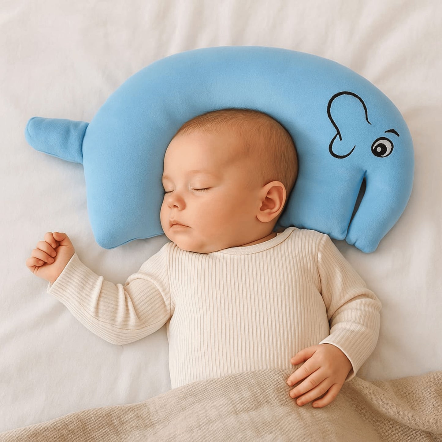 Blue Elephant Baby Neck Pillow for Babies and Kids - Soft Travel & Support Cushion | BabyOuts