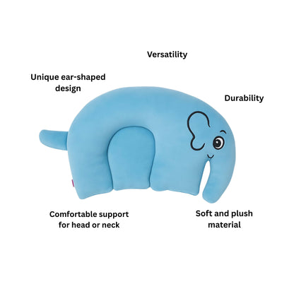 Blue Elephant Baby Neck Pillow for Babies and Kids - Soft Travel & Support Cushion | BabyOuts