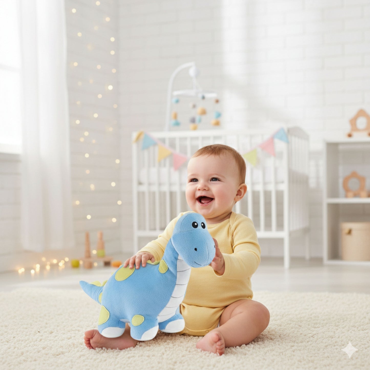 Blue Long-Neck Dinosaur Plush Animal Soft Toys for Toddlers | Soft Brontosaurus Stuffed Animal Plush Toy | BabyOuts