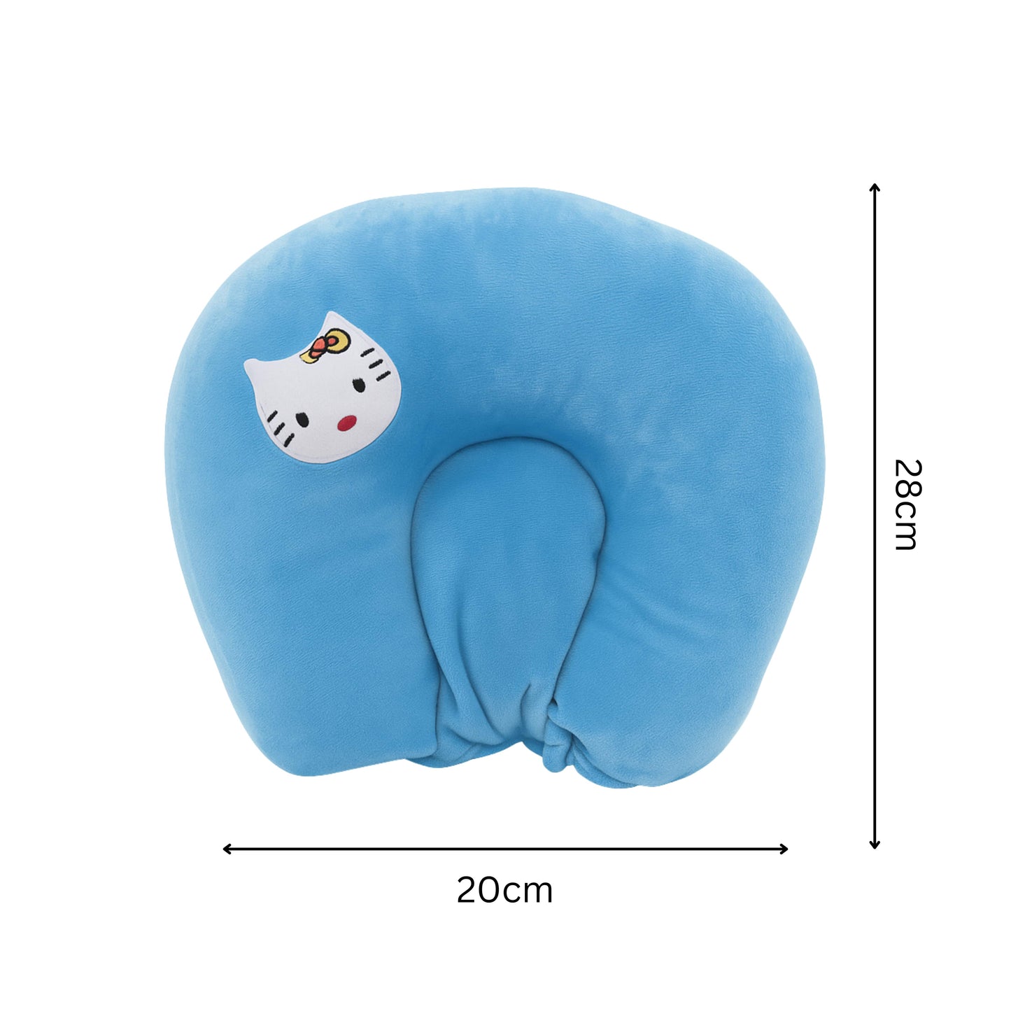 Cute Blue Kitten Baby Pillow for Babies (28cm) | Soft U-Shape Support Cushion for Kids | BabyOuts