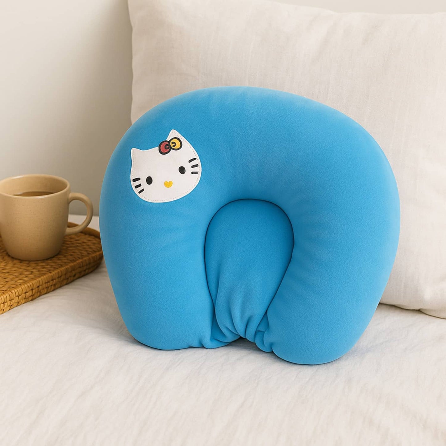 Cute Blue Kitten Baby Pillow for Babies (28cm) | Soft U-Shape Support Cushion for Kids | BabyOuts