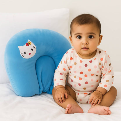 Cute Blue Kitten Baby Pillow for Babies (28cm) | Soft U-Shape Support Cushion for Kids | BabyOuts