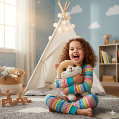 Cute Ginger and White Kitten Plush Animal Soft Toy for Baby and Kids (25cm) - Soft Calico Cat Stuffed Animal for Kids | BabyOuts