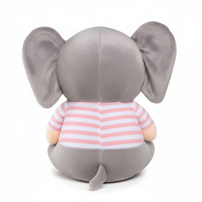 Grey Elephant Plush Animal Soft Toys in Striped Shirt for Kids | Soft Baby Stuffed Animal Soft Toy | BabyOuts