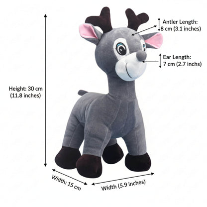 Cute Grey Reindeer Plush Animal Soft Toys for Baby and Kids (30 CM) | BabyOuts