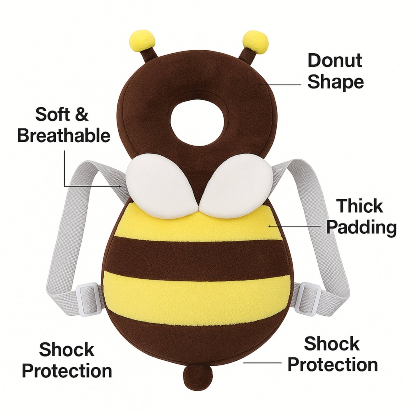 Dark Bee Infant Head Protector Backpack For Baby | BabyOuts