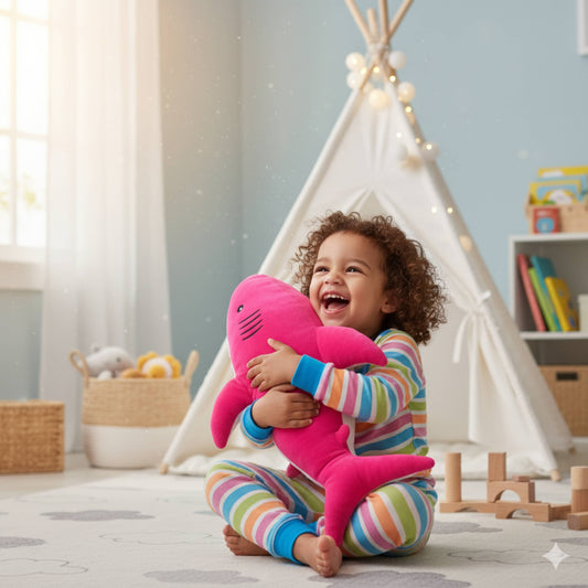 Giant Dark Pink Shark Plush Animal Soft Toy for Babies and kids (50cm) - Soft Cuddly Stuffed Ocean Animal for Kids | BabyOuts