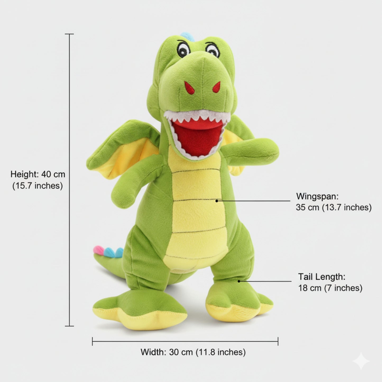 Green Dragon Plush Animal Soft Toys for Kids | Soft Stuffed Dinosaur Puppet for Imaginative Play | BabyOuts