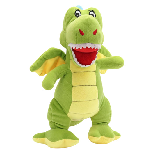 Green Dragon Plush Animal Soft Toys for Kids | Soft Stuffed Dinosaur Puppet for Imaginative Play | BabyOuts