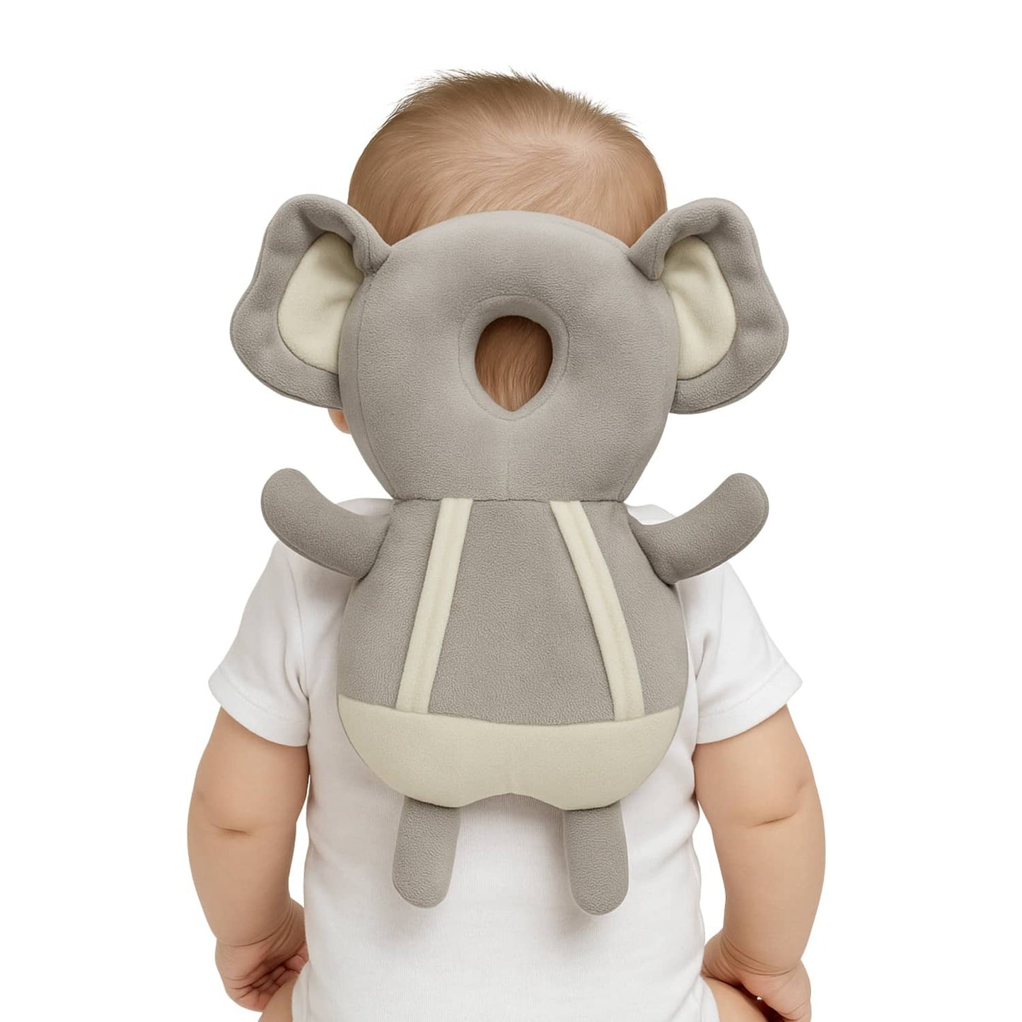 Grey Elephant Infant Head Protector Backpack for Baby - Soft Anti-Fall Cushion for Toddler Safety