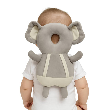 Grey Elephant Infant Head Protector Backpack for Baby - Soft Anti-Fall Cushion for Toddler Safety
