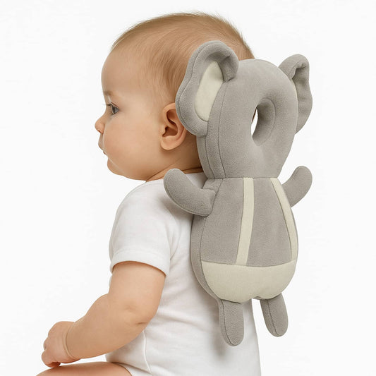 Grey Elephant Infant Head Protector Backpack for Baby - Soft Anti-Fall Cushion for Toddler Safety