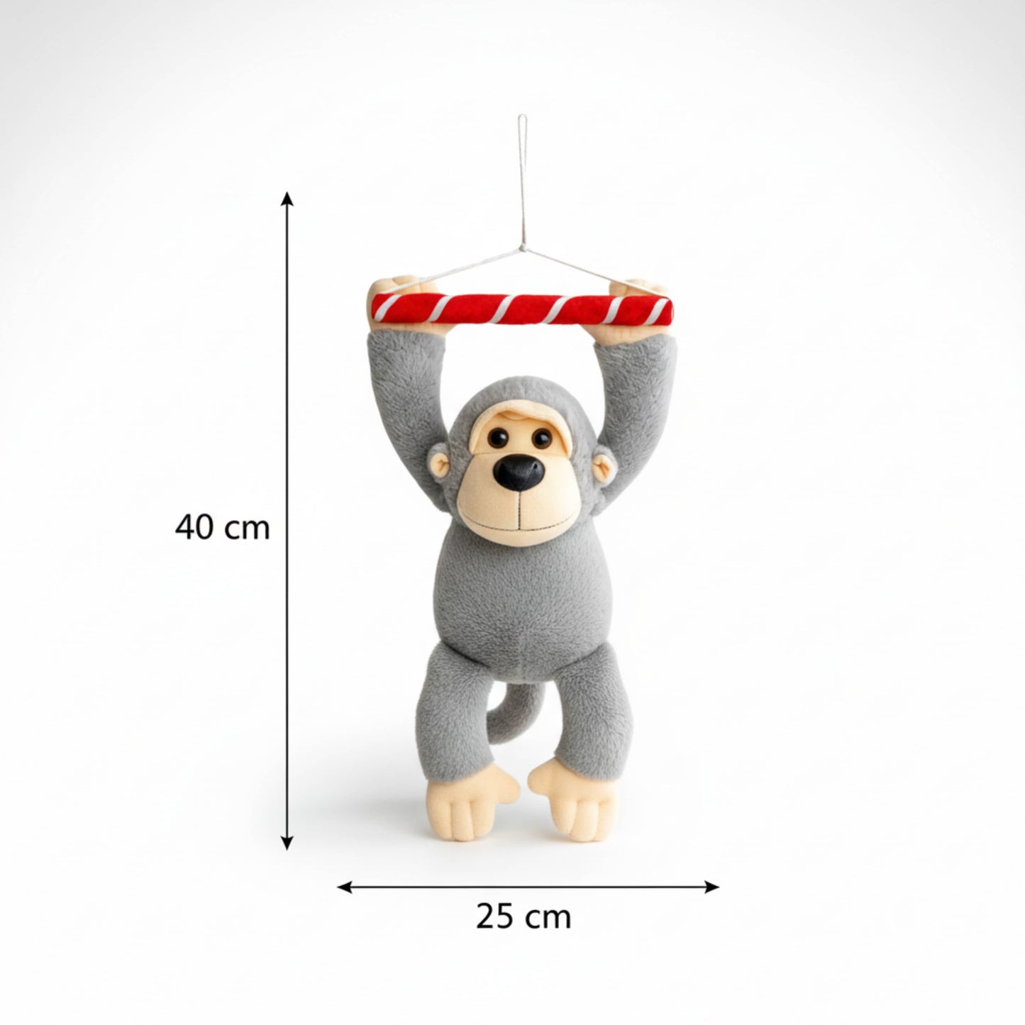 Hanging White Monkey Animal Soft Toys for Baby and Kids (40cm) | Soft Grey Stuffed Animal for Nursery Decor | BabyOuts