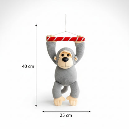 Hanging White Monkey Animal Soft Toys for Baby and Kids (40cm) | Soft Grey Stuffed Animal for Nursery Decor | BabyOuts