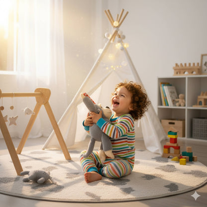 Hanging White Monkey Animal Soft Toys for Baby and Kids (40cm) | Soft Grey Stuffed Animal for Nursery Decor | BabyOuts