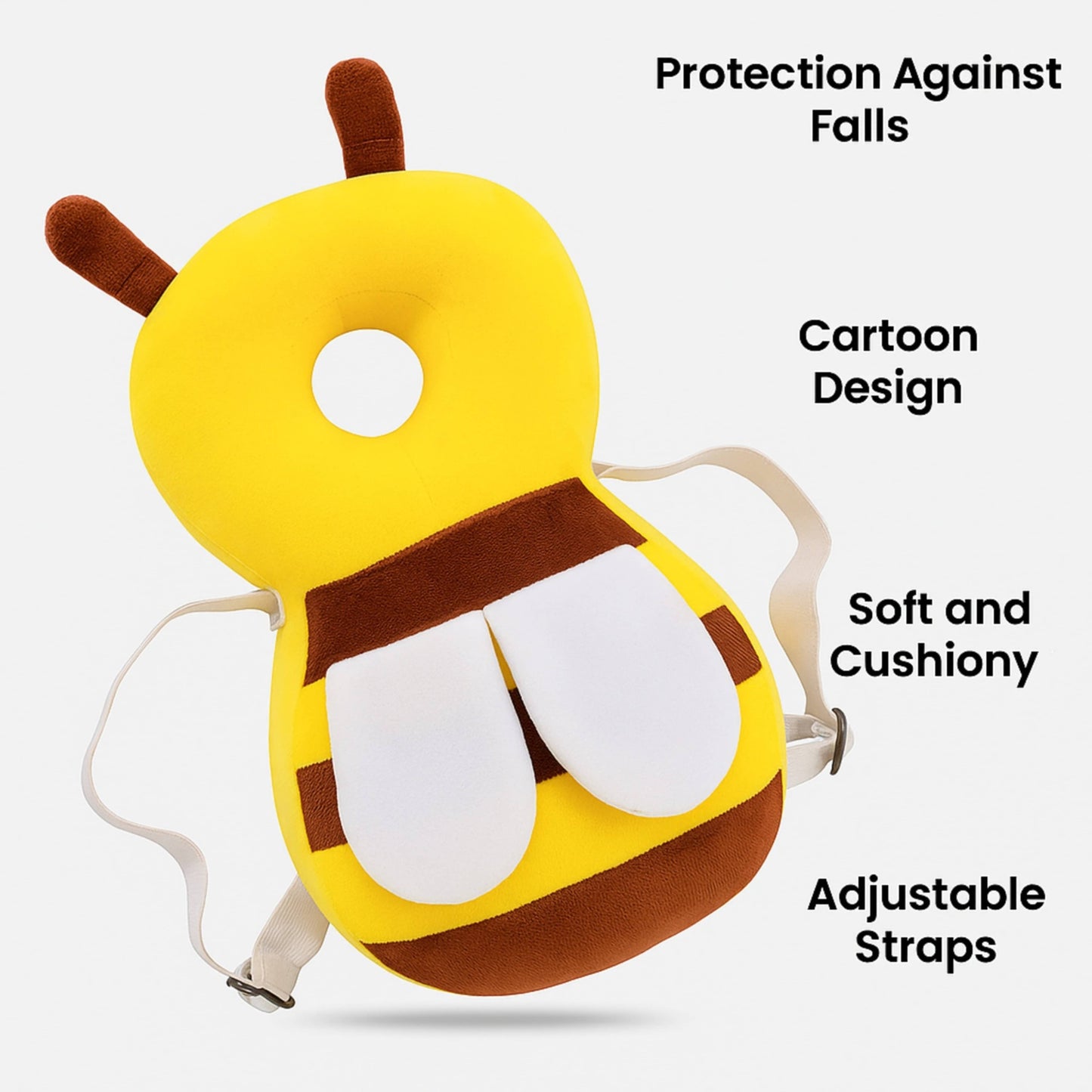 Honey Bee Infant Head Protector Backpack for Babies and Kids | Adjustable Safety Cushion for Crawling and Walking | BabyOuts