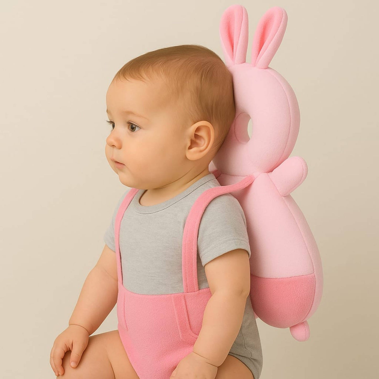 Adorable Pink Bunny Infant Head Protector For Baby | BabyOuts
