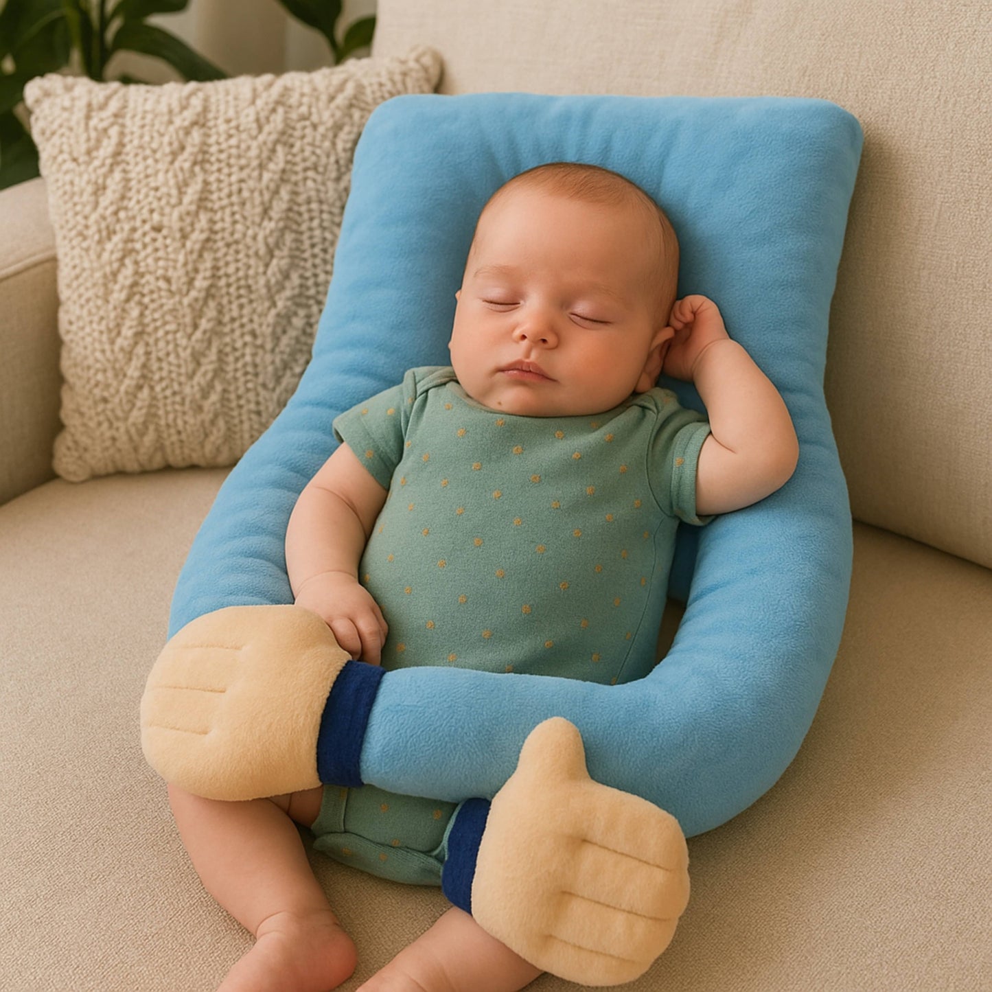 Hug Me Soothing Blue Baby Plush Pillow | Ultra-Soft Stuffed Animal for Cuddles | BabyOuts