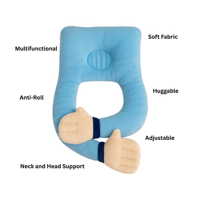 Hug Me Soothing Blue Baby Plush Pillow | Ultra-Soft Stuffed Animal for Cuddles | BabyOuts