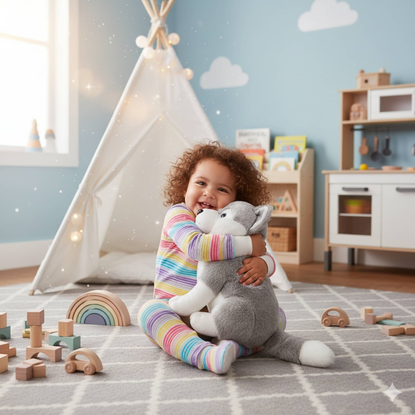 Husky Puppy Plush Animal Soft Toys for Baby and Kids (30cm) | BabyOuts