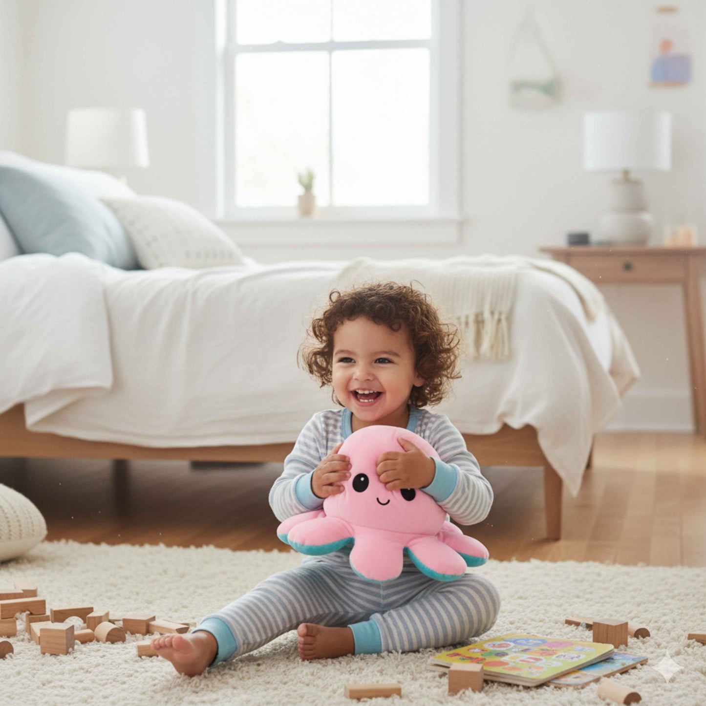 Cute Reversible Mood Pink Octopus Plush Animal Soft Toys for Baby and Kids (20 CM) | Communicational Stuffed Plush Animal Soft Toys | BabyOuts