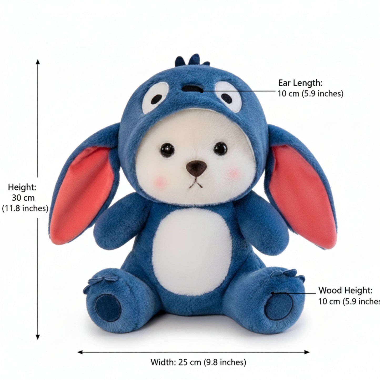 Teddy Bear in Blue Bunny Costume Plush Animal Soft Toys for Baby and Kids | Cute Animal Stuffed Doll for Baby Gift | BabyOuts