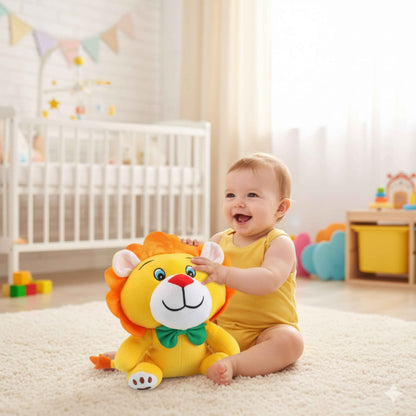 Yellow Lion Plush Animal Soft Toys with Bow Tie for Baby and Kids | BabyOuts